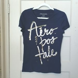 4/$20❤️ GUC Aéropostale Size L Navy Blue Scoop Neck Top